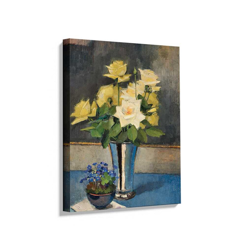 Picasoul - Picasoul Curated - Yellow Roses In Silver Vase - Wall Decor