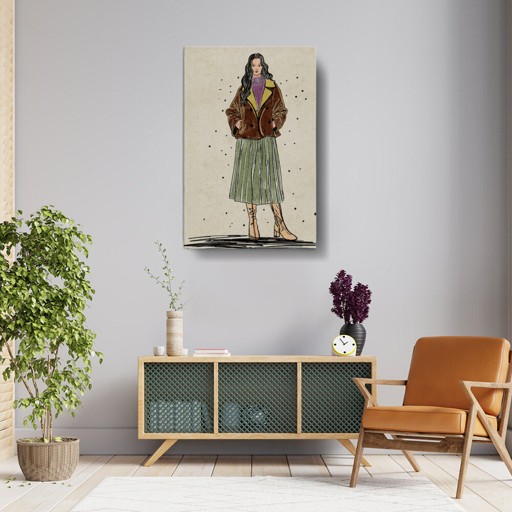 Fashion Illustration Of A Woman In Winter Attire