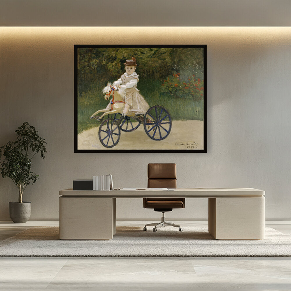 Jean Monet On His Hobby Horse - Framed Canvas