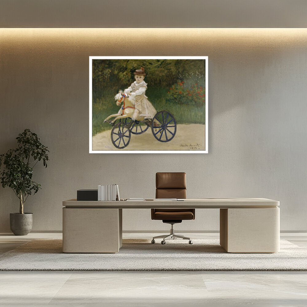 Jean Monet On His Hobby Horse - Framed Canvas