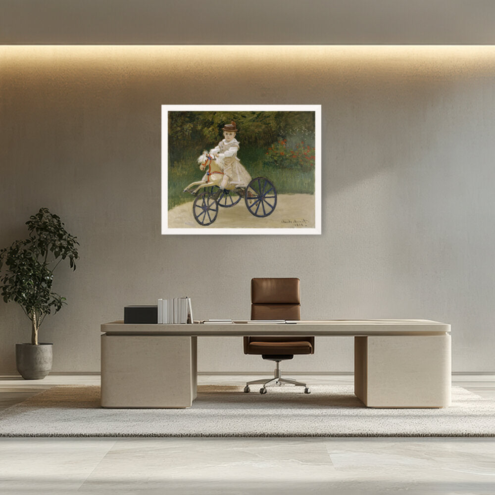 Jean Monet On His Hobby Horse - Framed Canvas