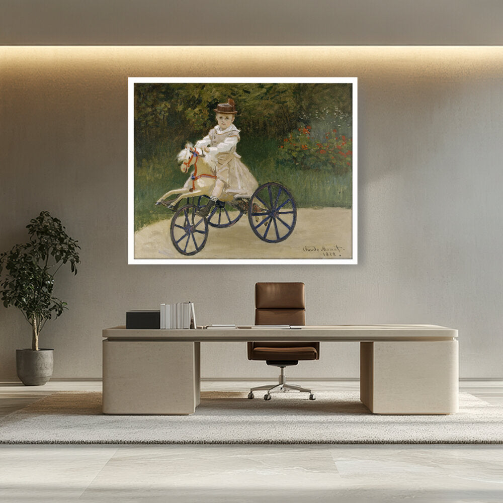 Jean Monet On His Hobby Horse - Framed Canvas