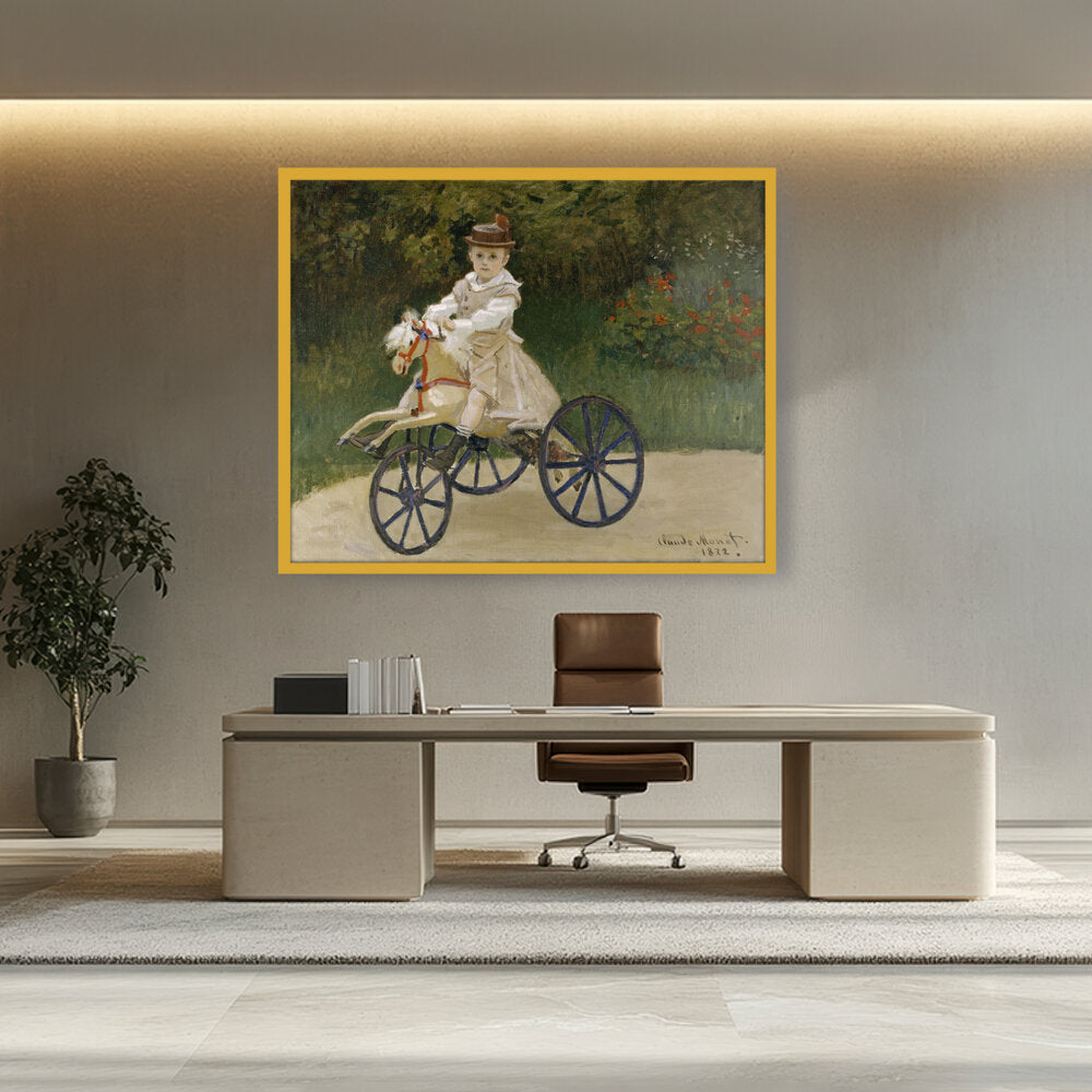 Jean Monet On His Hobby Horse - Framed Canvas