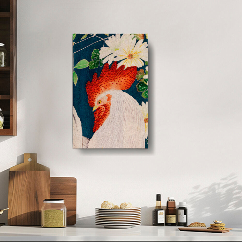 Rooster Among Flowers