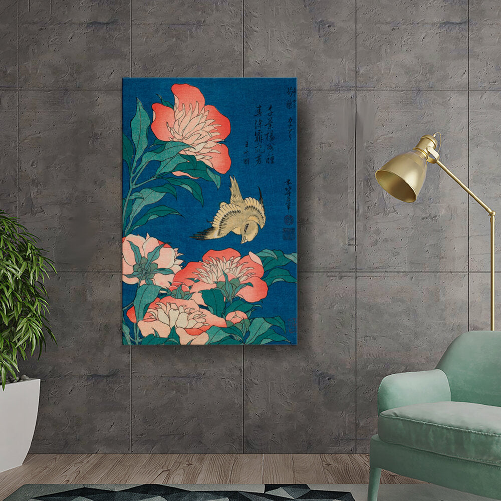 Peonies And Bird