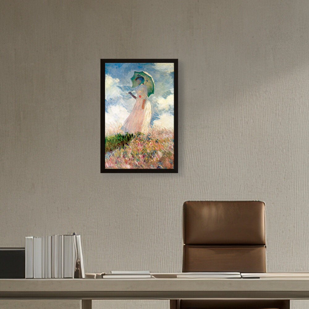 Woman With Umbrella - Framed Canvas