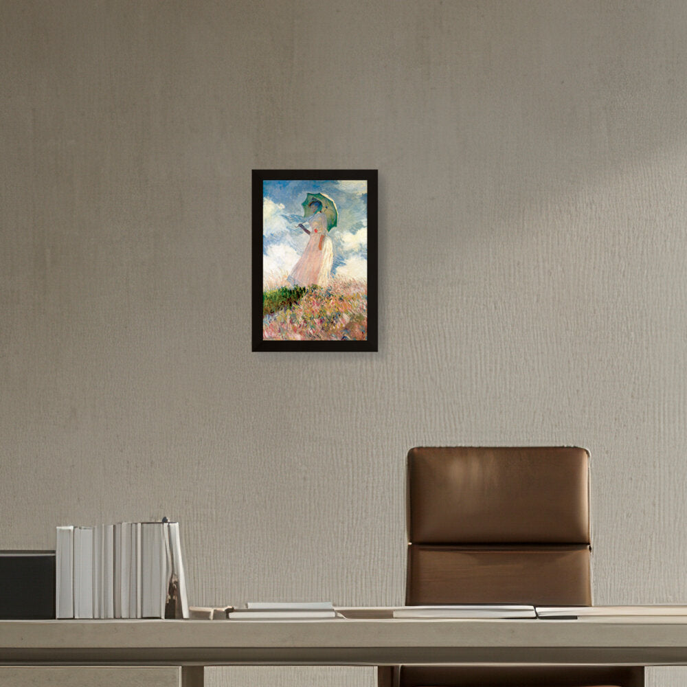 Woman With Umbrella - Framed Canvas