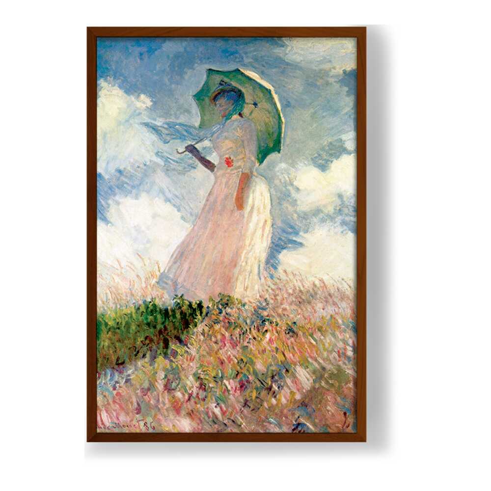 Woman With Umbrella - Framed Canvas