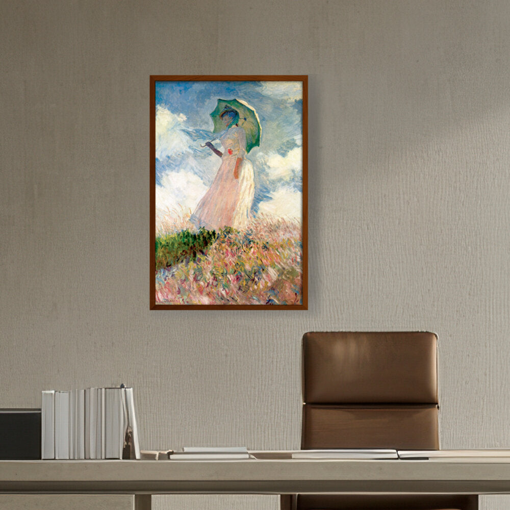 Woman With Umbrella - Framed Canvas