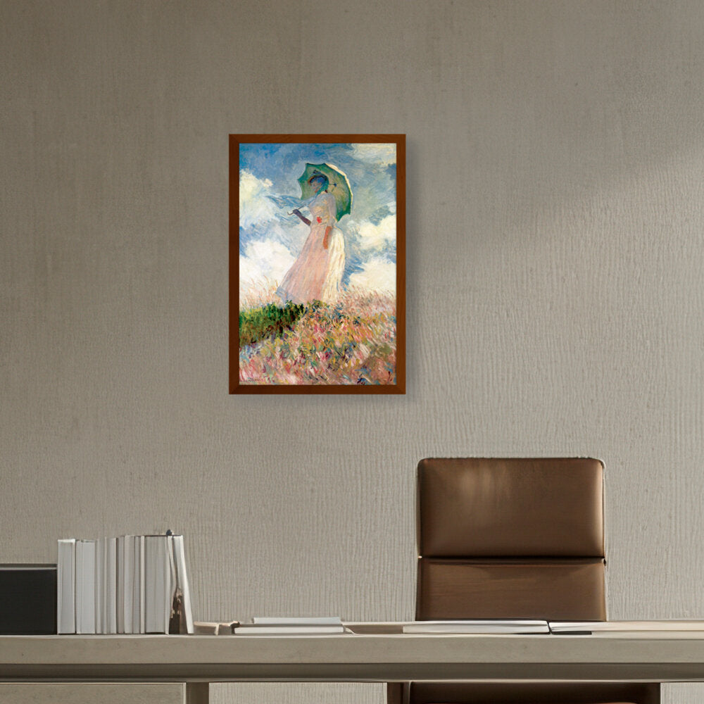Woman With Umbrella - Framed Canvas