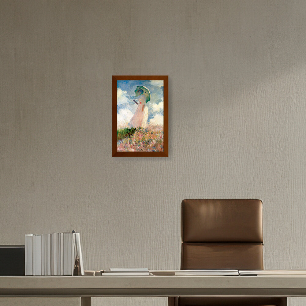 Woman With Umbrella - Framed Canvas