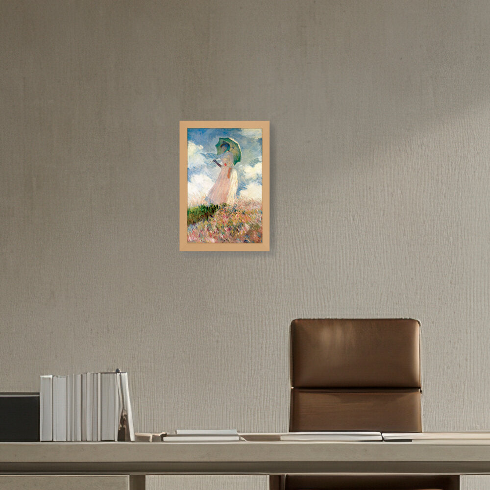 Woman With Umbrella - Framed Canvas