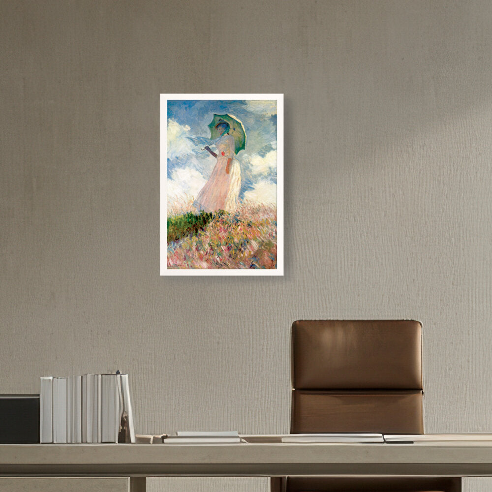 Woman With Umbrella - Framed Canvas