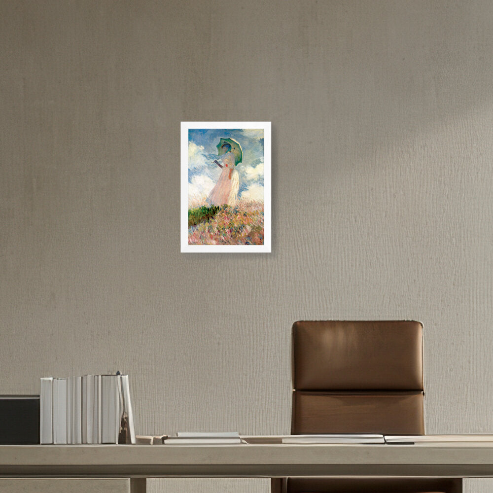 Woman With Umbrella - Framed Canvas