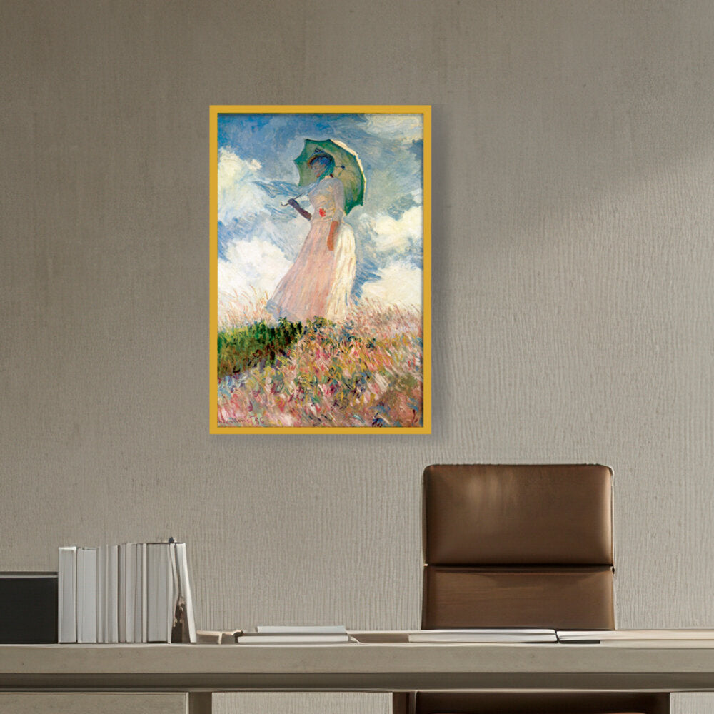 Woman With Umbrella - Framed Canvas