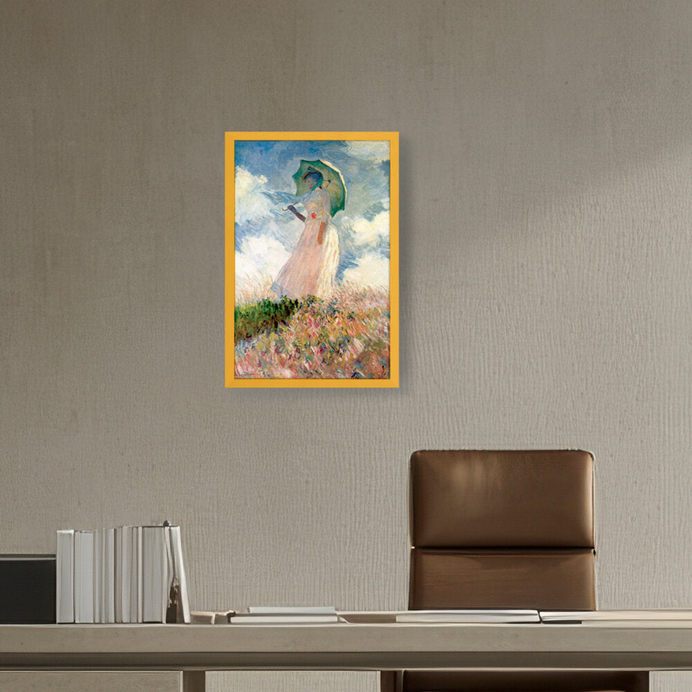 Woman With Umbrella - Framed Canvas