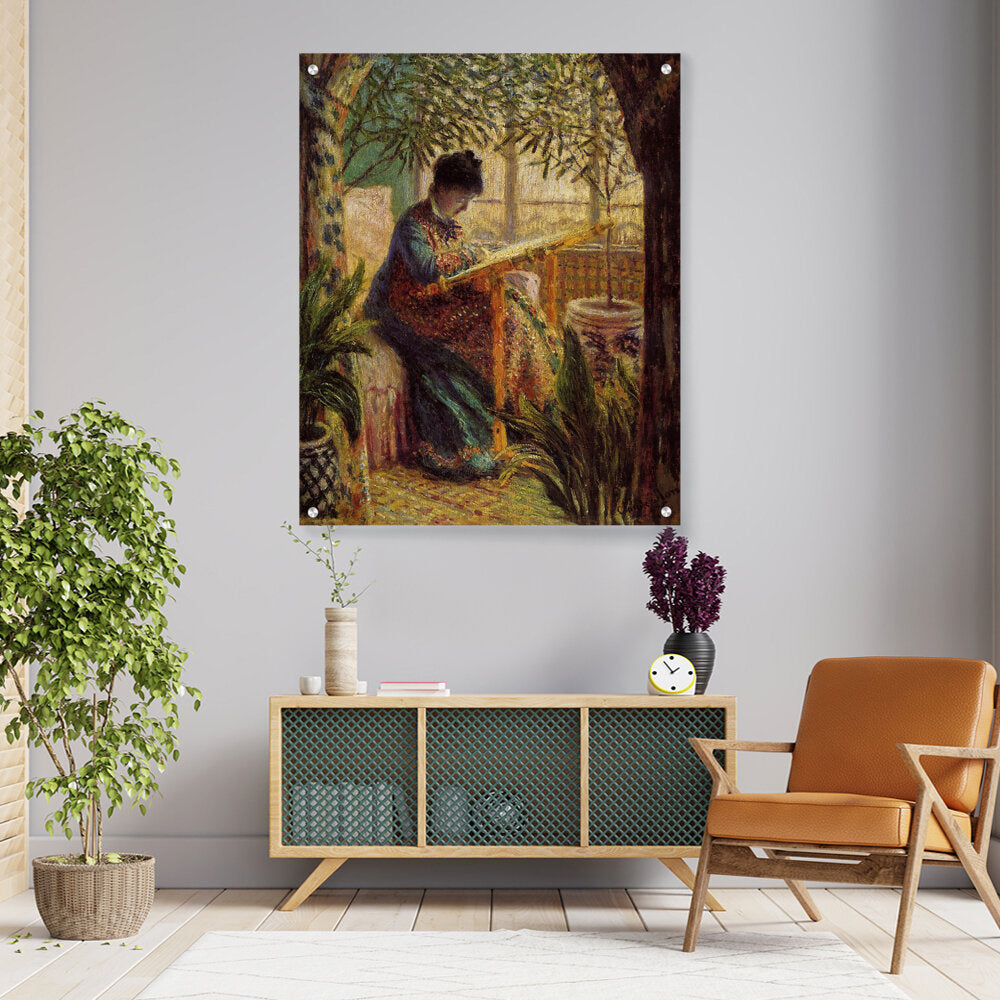 Madame Monet Embroidering - Acrylic Wall Photo