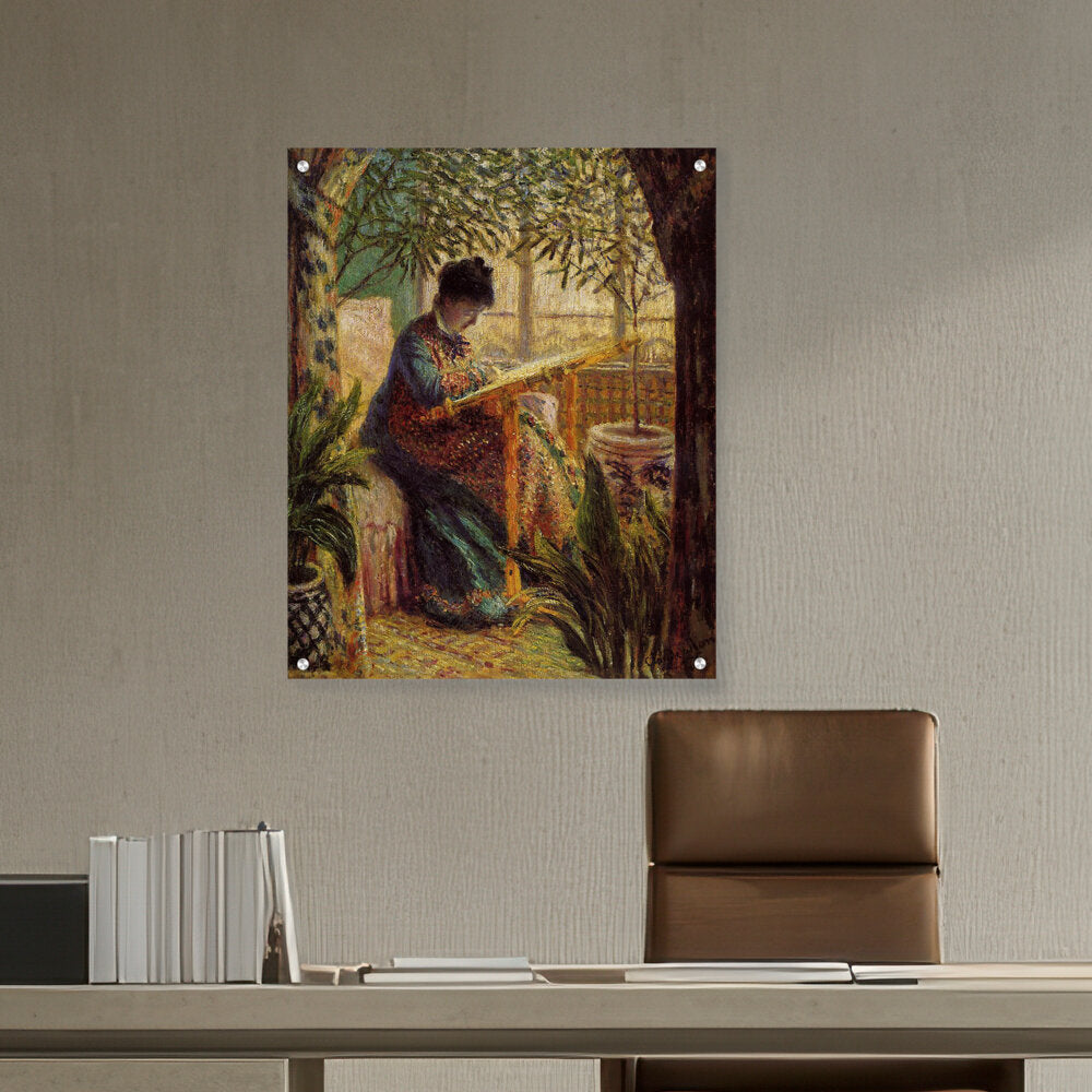 Artist1 - Art - Madame Monet Embroidering - Acrylic Wall Photo