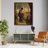 Madame Monet Embroidering - Framed Canvas