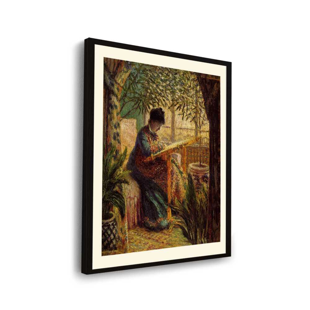 Madame Monet Embroidering - WALL MOUNT FRAME