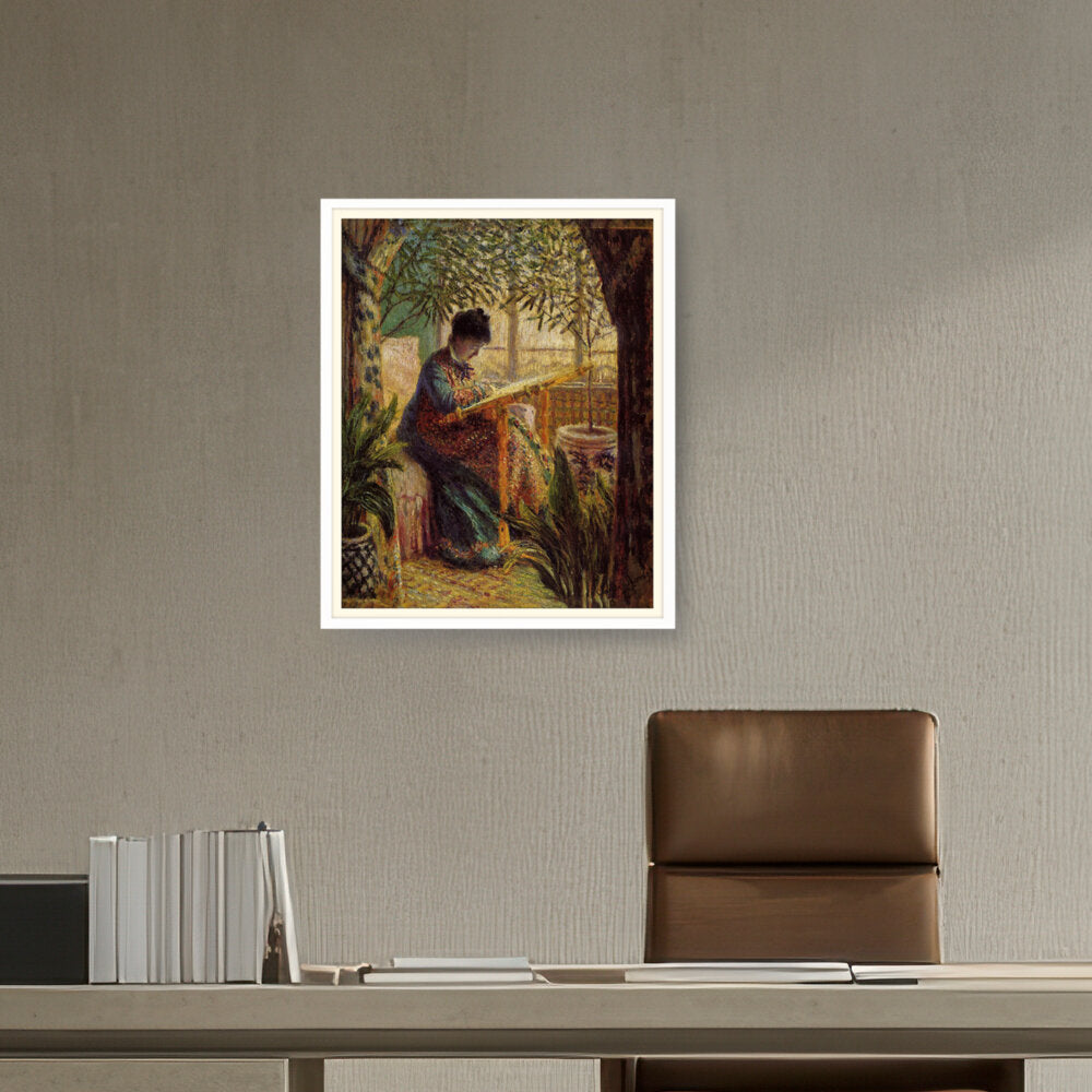 Madame Monet Embroidering - WALL MOUNT FRAME