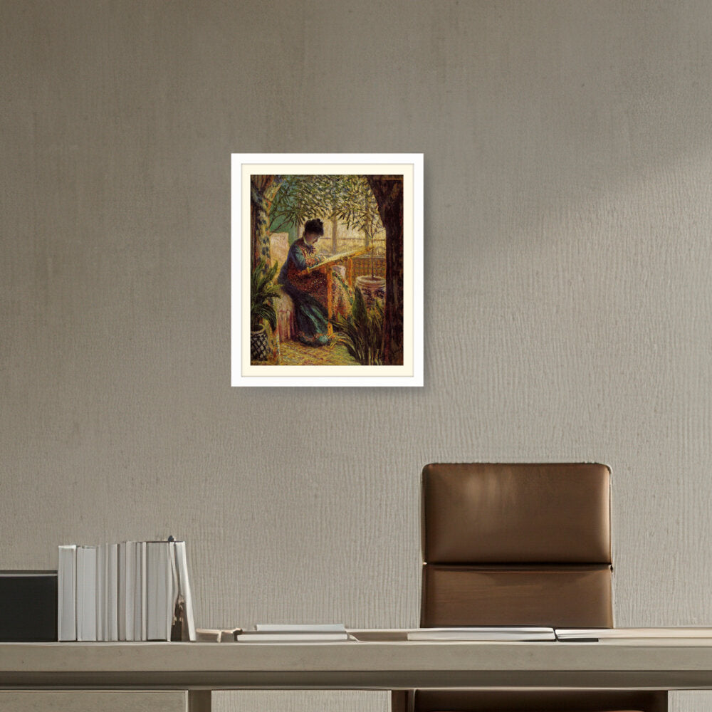 Madame Monet Embroidering - WALL MOUNT FRAME