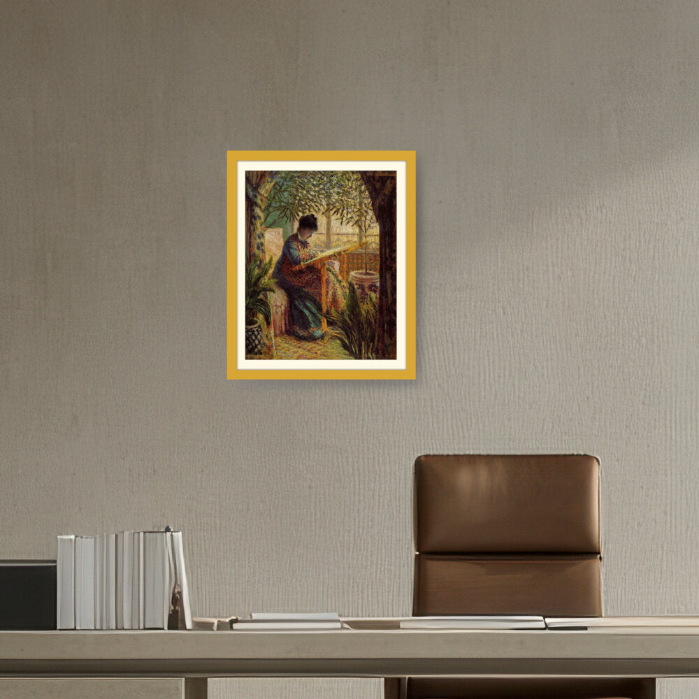 Madame Monet Embroidering - WALL MOUNT FRAME