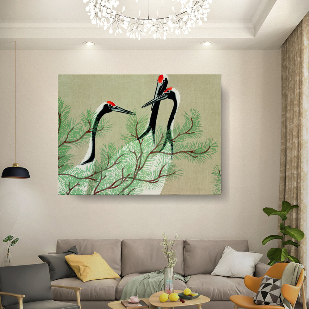 Cranes Among Pines