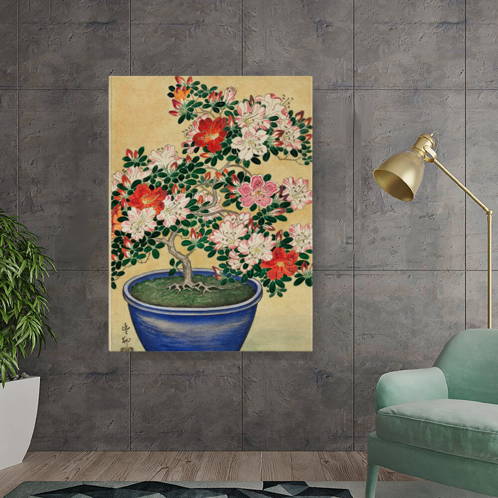 Azalea In Blue Pot