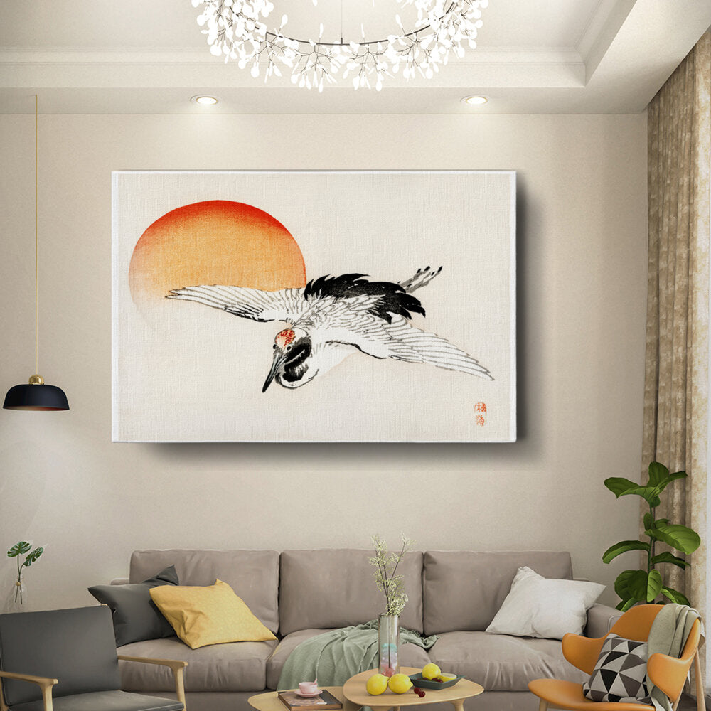 Soaring Crane At Sunset