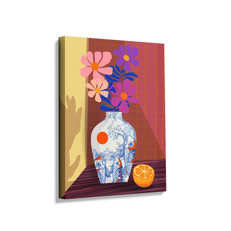 Picasoul - Picasoul Curated - Floral Still Life With Koi Vase - Wall Decor