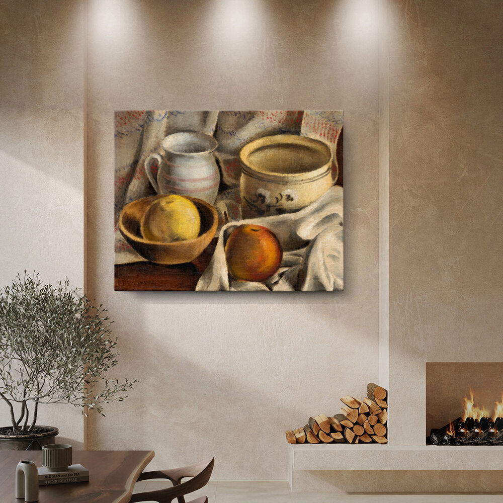 Still Life With Fruit And Pottery