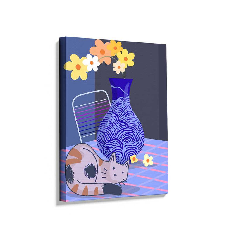 Picasoul - Picasoul Curated - Cozy Cat And Flowers - Wall Decor