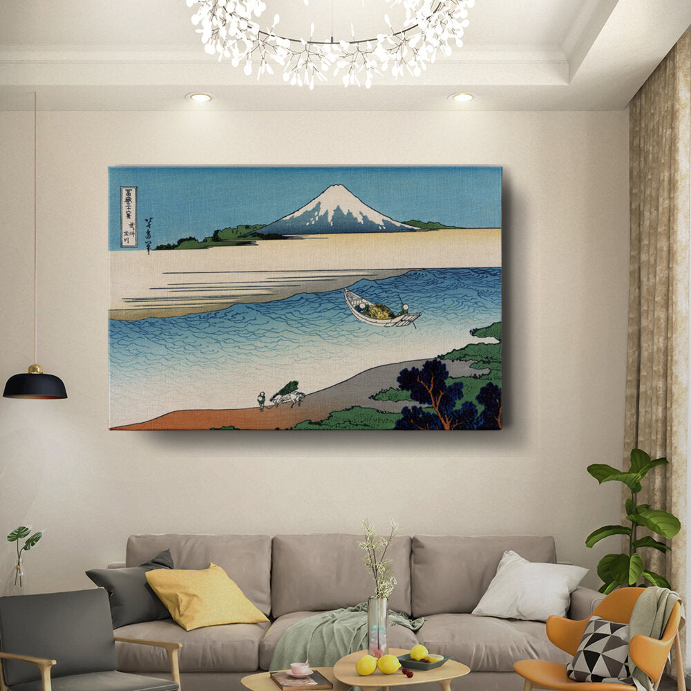 Mount Fuji With Farmer And Boat