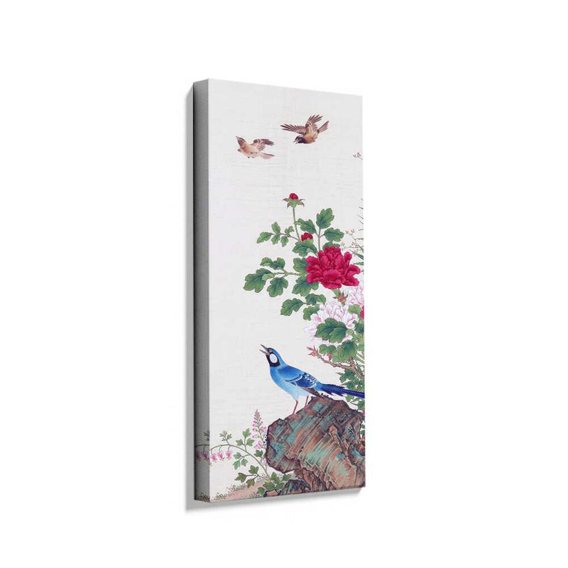 Picasoul - Picasoul Curated - Singing Blue Jay Among Flowers - Wall Decor