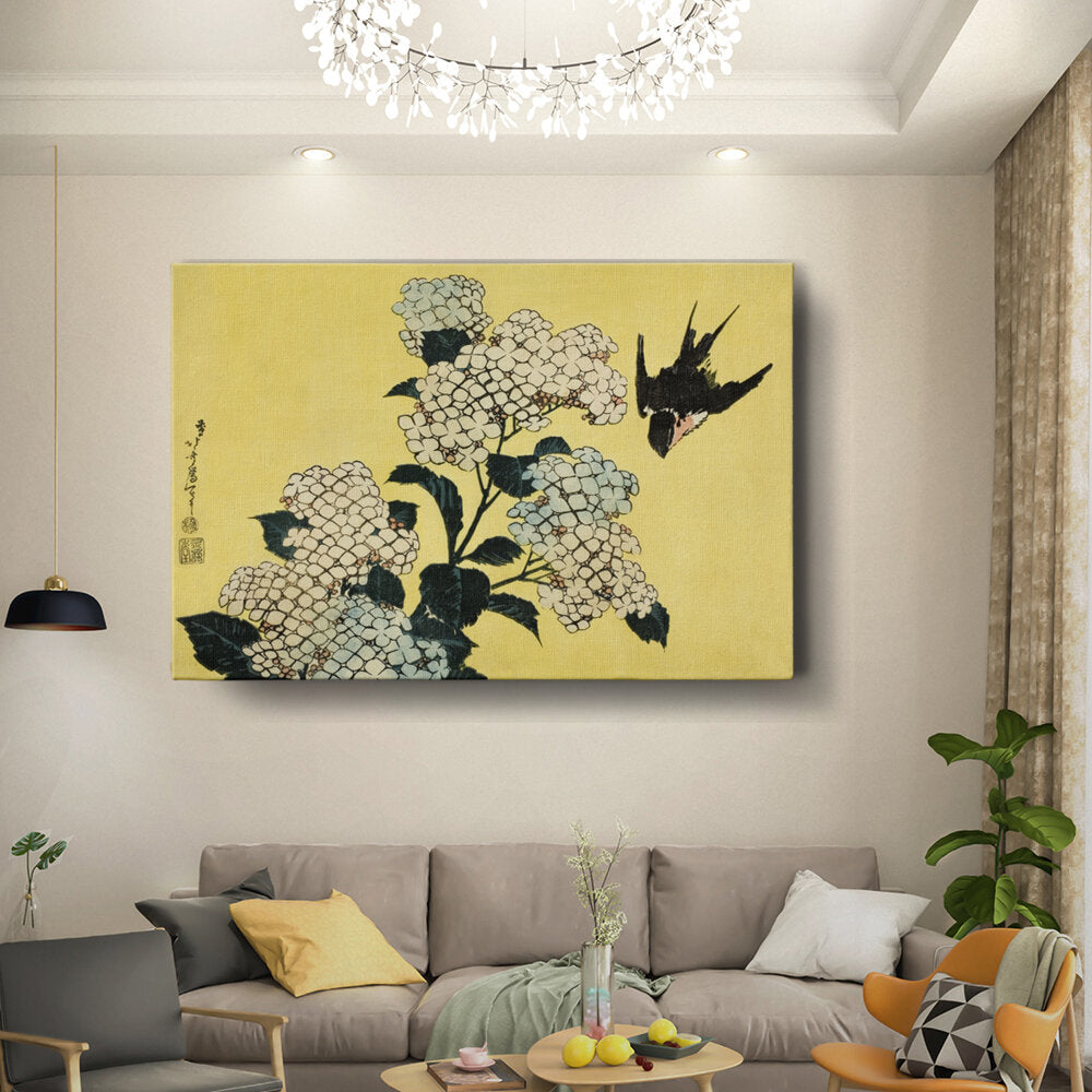 Swallow And Hydrangeas