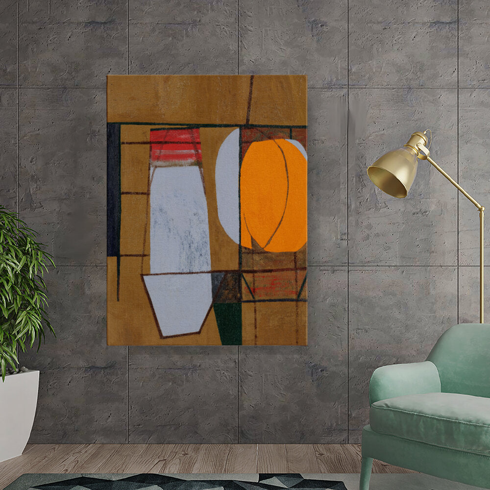 Abstract Composition With Orange And White Shapes