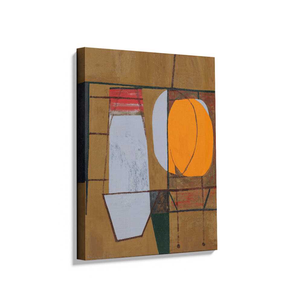 Picasoul - Picasoul Curated - Abstract Composition With Orange And White Shapes - Wall Decor
