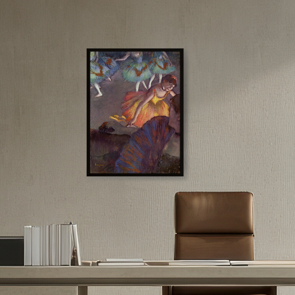 Ballerina And Lady With A Fan - Framed Canvas