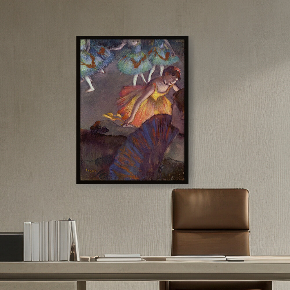 Ballerina And Lady With A Fan - Framed Canvas