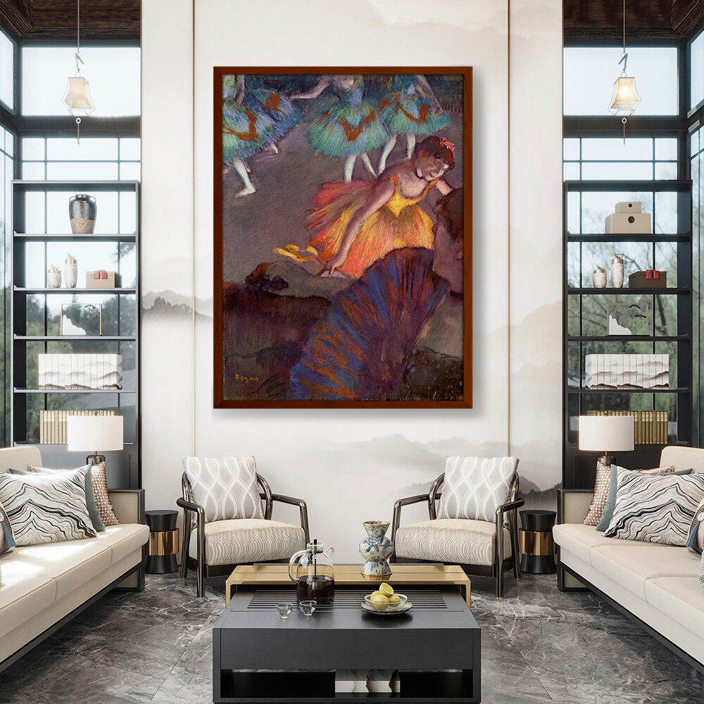 Ballerina And Lady With A Fan - Framed Canvas