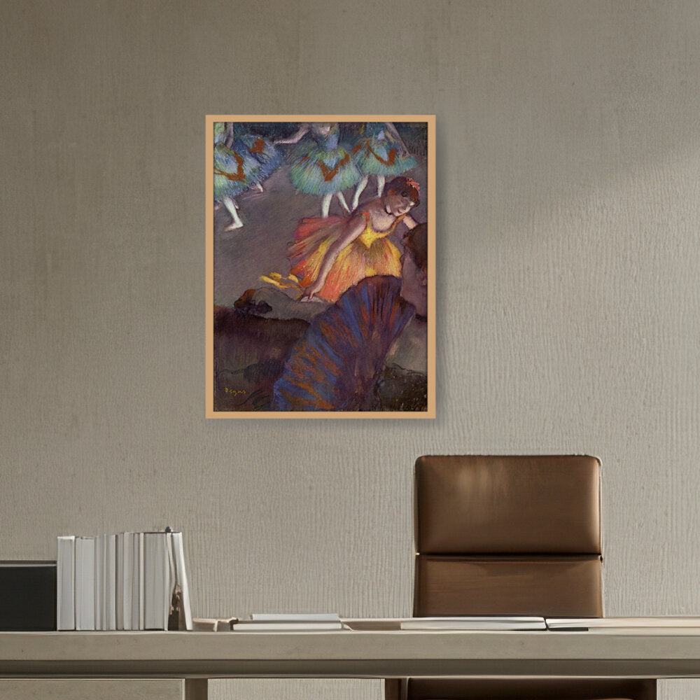 Ballerina And Lady With A Fan - Framed Canvas