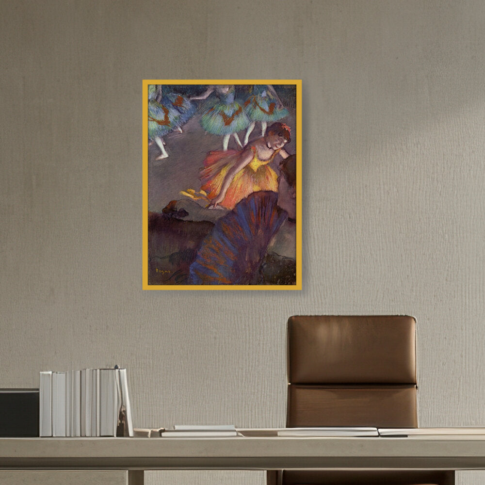 Ballerina And Lady With A Fan - Framed Canvas