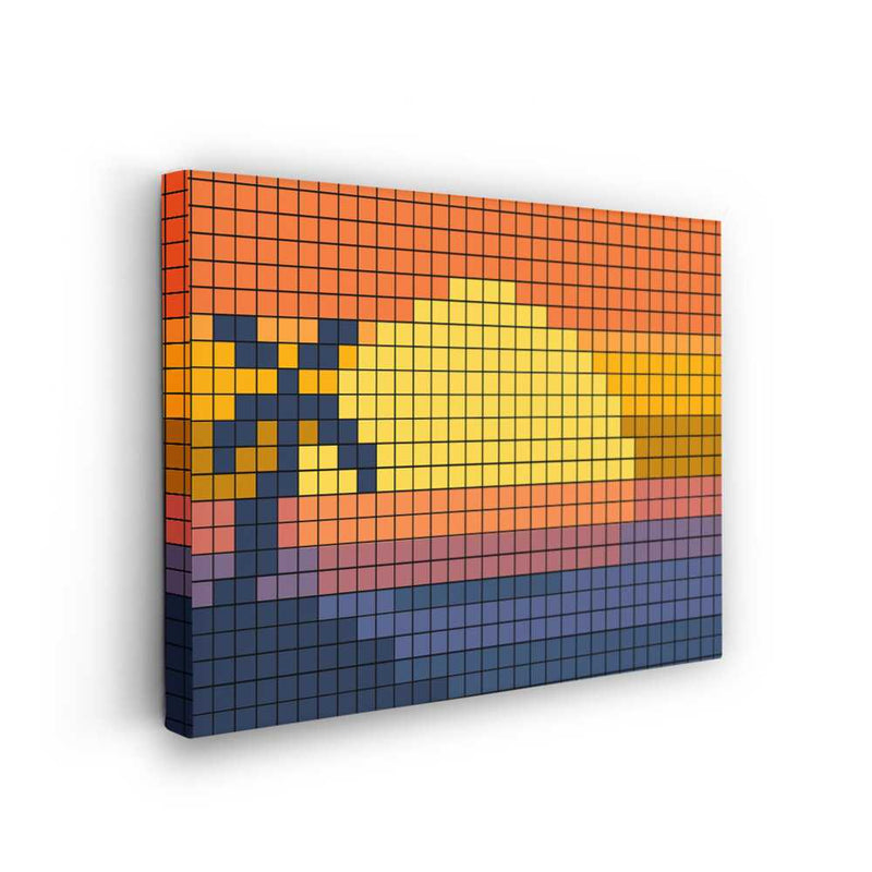 Picasoul - Picasoul Curated - Pixel Sunset With Palm Tree - Wall Decor
