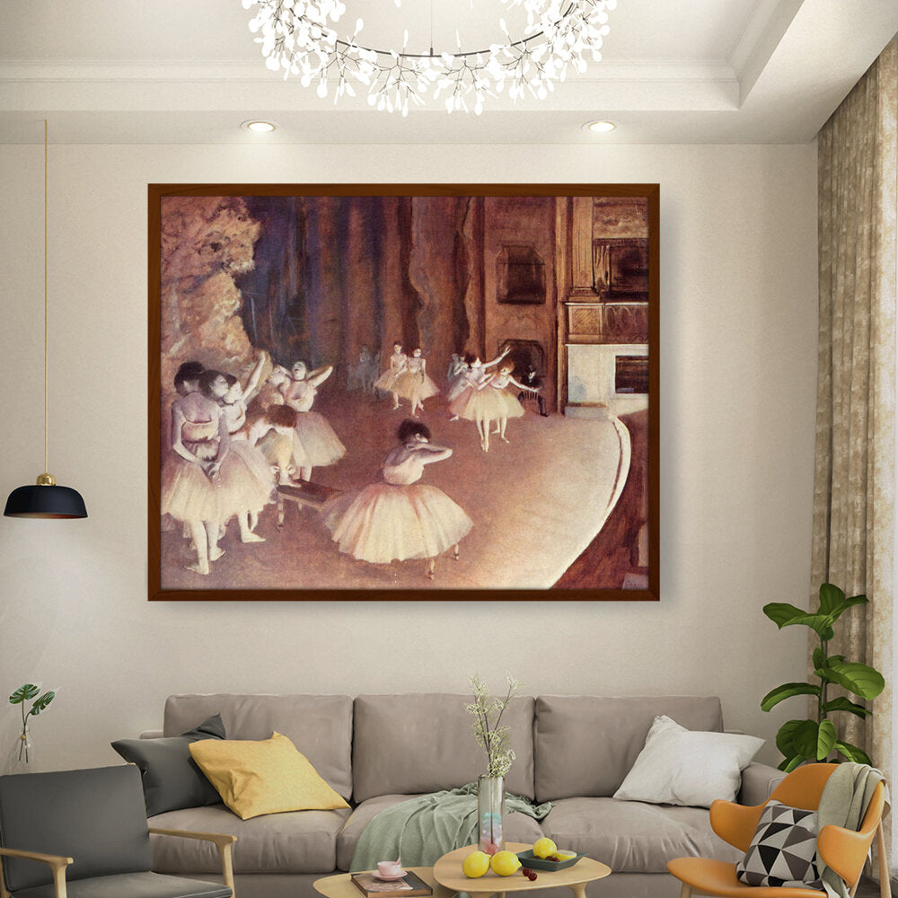 Rehearsal Of A Ballet On Stage - Framed Canvas
