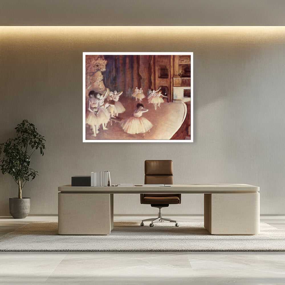 Rehearsal Of A Ballet On Stage - Framed Canvas