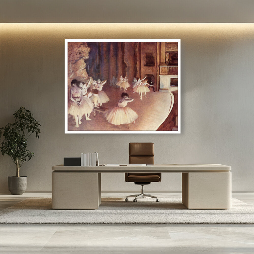 Rehearsal Of A Ballet On Stage - Framed Canvas
