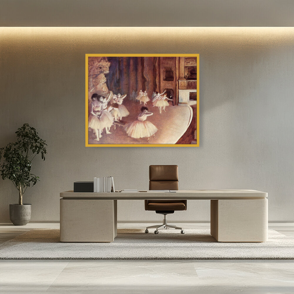 Rehearsal Of A Ballet On Stage - Framed Canvas