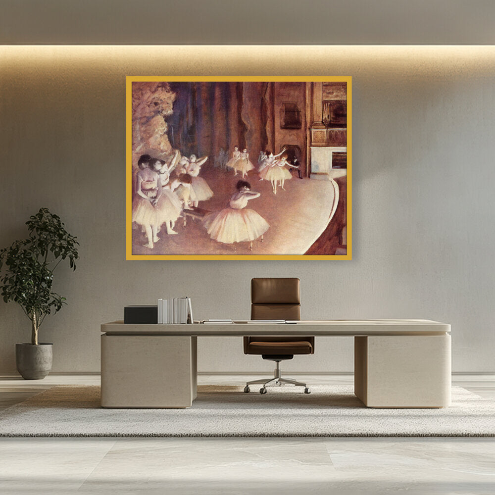 Rehearsal Of A Ballet On Stage - Framed Canvas