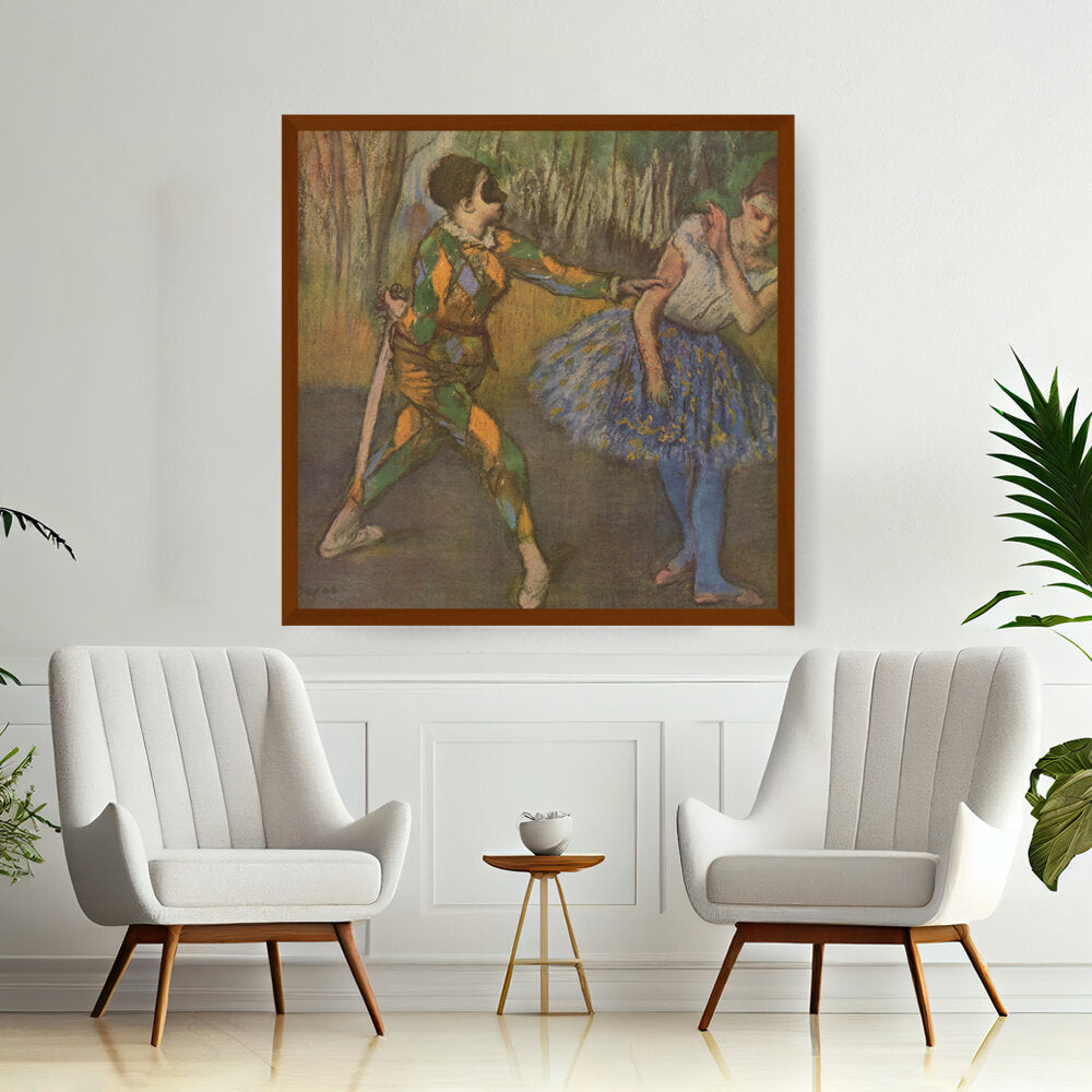 Harlequin And Colombina - Framed Canvas